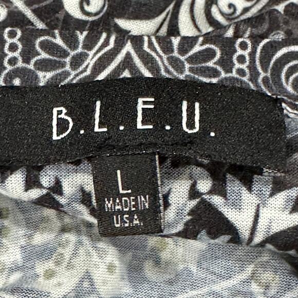 BLEU Tunic Top Size L Gray Long Sleeve Boho Paisley Grunge Fairy Made in USA - Picture 7 of 8